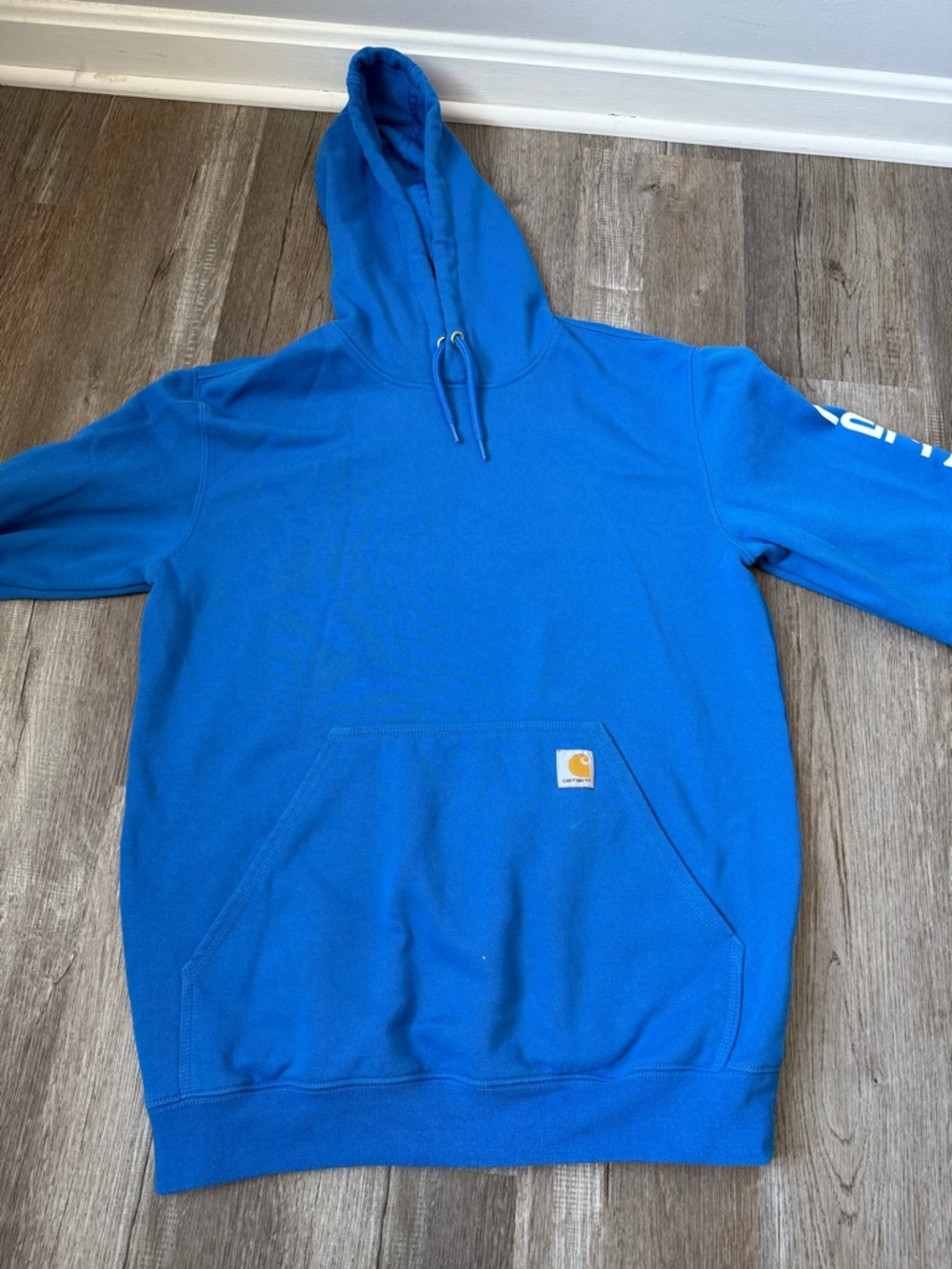 Carhartt Loose Fit Pullover Hoodie Sweatshirt Royal Blue White Size M